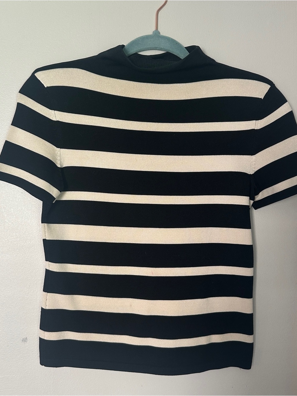 The Limited Black and Cream Striped Knit Top